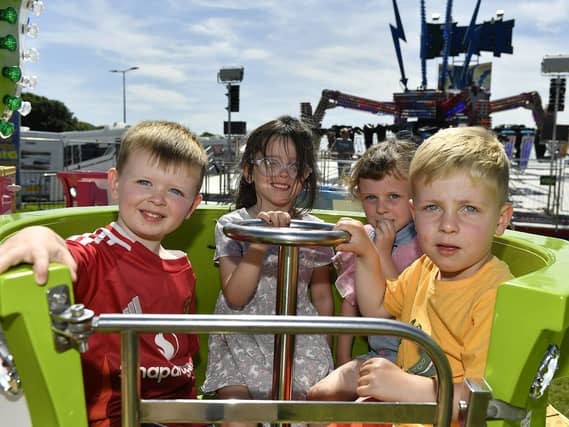 Mícheál, Ellie, Eabhé and Kaylen Farrell from Buncrana were at the Kids Fest held at the Shore Front, in association with the Buncrana Music Festival. Photo: George Sweeney