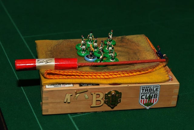 One of the Subbuteo football set used the Subbuteo Irish Open held in the Nerve Centre. Photo: George Sweeney. DER2325GS - 118