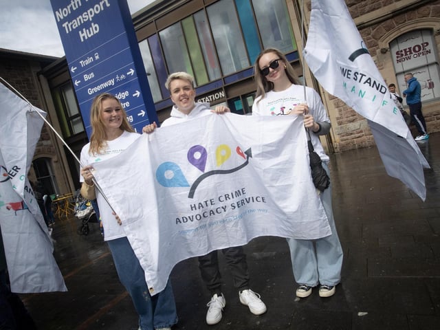 Elizabeth McCaw, Kira Herbert and Cozette Chilton pictured at Saturday's Pride Parade. (Photos: Jim McCafferty Photography)