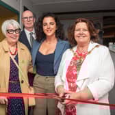 The eagerly awaited Derry Girls Experience has been officially unveiled by Derry City and Strabane District Council Mayor Councillor Patricia Logue in the city’s Tower Museum as she cut the ribbon with Ann and Chris McGee parents of show creator Lisa. The event was attended by the original Derry Girls who provided the inspiration for the characters in the hit TV show and actress Jamie Lee O’Donnell who brought the role of Michelle to life. The exhibition contains props, clothes and recreated sets which will be familiar to fans across the world. Picture Martin McKeown. 03.07.23