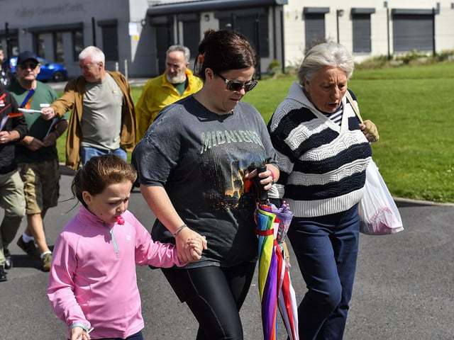 Some of the participants who took part in the Stride for Pride walk, in Galliagh on Saturday afternoon, celebrating unity, equality and inclusion. Photo: George Sweeney