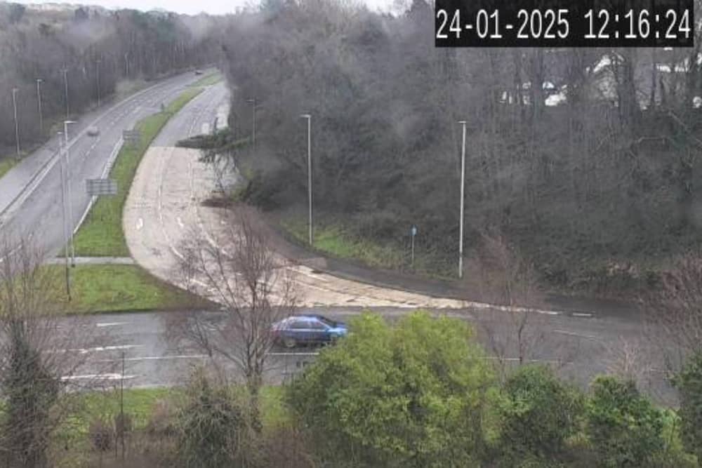 A number of trees have been felled by Storm Éowyn at the Crescent Link close to the Caw Roundabout.
