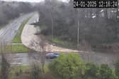 A number of trees have been felled by Storm Éowyn at the Crescent Link close to the Caw Roundabout.