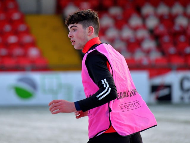 Derry City youngster Sean Patton training at the Brandywell Stadium on Monday afternoon. Picture: George Sweeney. DER2304GS – 04