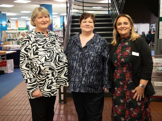 Evelyn Hoy COPNI, Dr. Sinead Eccles OU and Margaret Bell, Libraries NI.