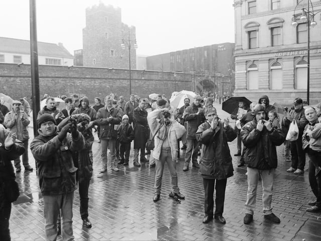 Low wage protestors in Derry city centre.