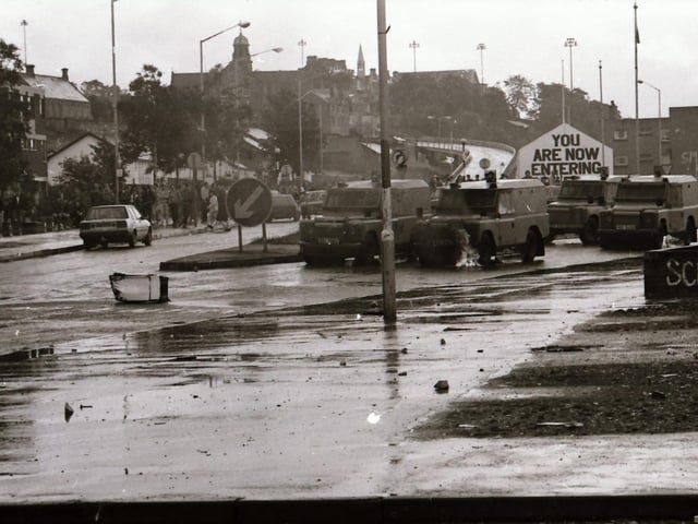 Scenes from the Bogside during rioting on August 12.