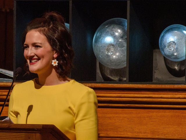 The Mayor Councillor Sandra Duffy hosted an evening to mark International Womens Day in the Guildhall which included a performance by Colmcille Ladies Choir, an address by Mary Keogh and a comical speech by Charmaine O’Donnell compered by Jeananne Craig. Picture Martin McKeown. 08.03.2