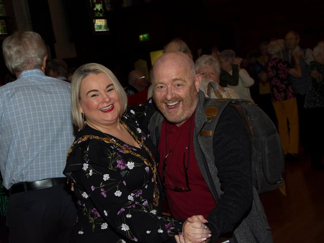 Mayor Sandra Duffy on the dancefloor with Local Women Photographer Gerard Gormley.:.