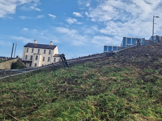 Collapsed fencing at Ebrington.