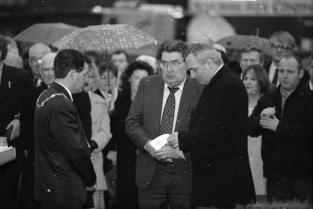 The Mayor Martin Bradley with John Hume and Bertie Ahern at the 1998 Bloody Sunday commemoration.