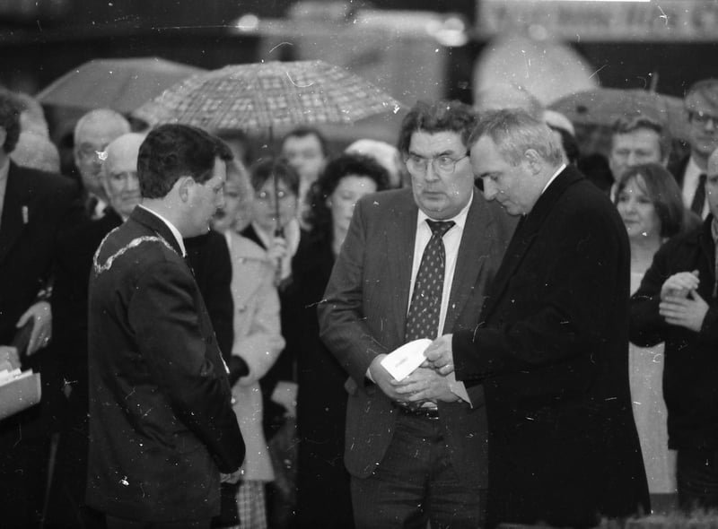 The Mayor Martin Bradley with John Hume and Bertie Ahern at the 1998 Bloody Sunday commemoration.