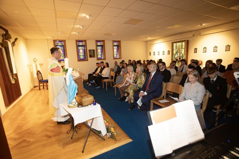 Fr. Shaun Doherty celebrating the Annual Year 14 Leavers Mass at St. Joseph's Boys School on Thursday last. (Photos: Jim McCafferty Photography)