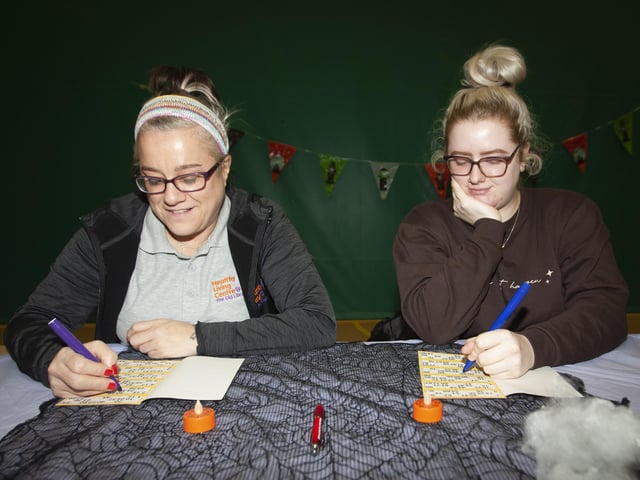 Eyes down from Sharon Allen and Jodi Allen on Wednesday at Creggan Bingo.