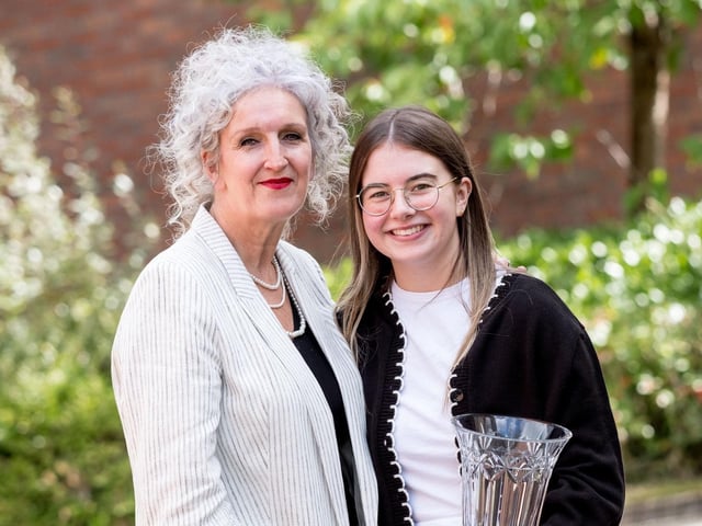 Ms Sharon Mallett (Principal) and Mary Keogh (Head Girl).