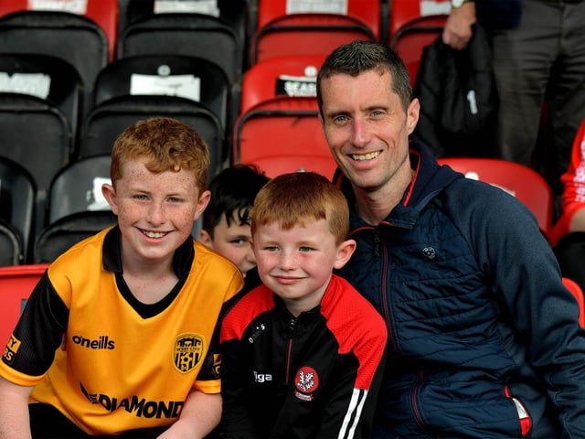 Derry City fans at the game against Sligo Rovers on Friday evening. Photo: George Sweeney. DER2327GS – 051