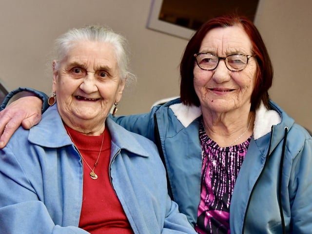 Bogside residents Bridget McColgan and Mary McGill in the Maldron Hotel.