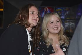 Derry Girls actors Louisa Harland and Nicola Coughlan pictured at the premiere of Derry Girls Two in the Omniplex Cinema, Strand Road  DER0819GS-08