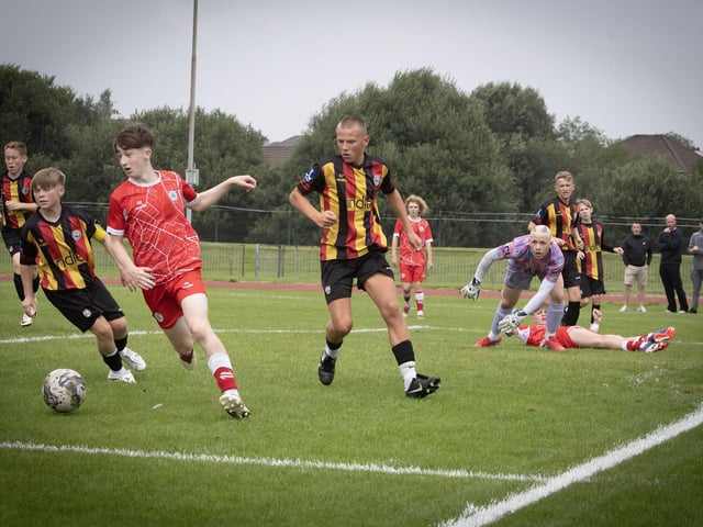 Action from Wednesday's Foyle Cup u-14 group game between Cliftonville and Partick Thistle, at Central, Templemore. (Photos: Jim McCafferty Photography)