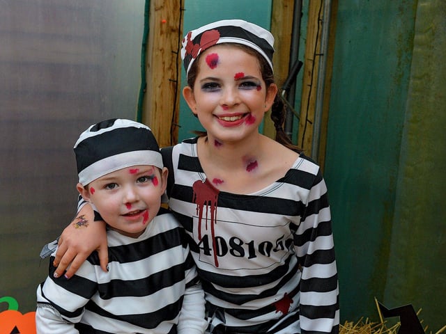 Joey and Crystal in costume at the Mullan Hope Centre’s Spooky Halloween Markets, in Moville, on Sunday evening last.  Photo: George Sweeney.  DER2244GS – 056