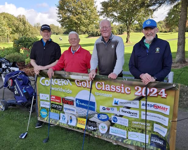 Gerry Cleary, Rory O'Hare, Arty O'Hara and Gerry Cunningham, Club Captain.