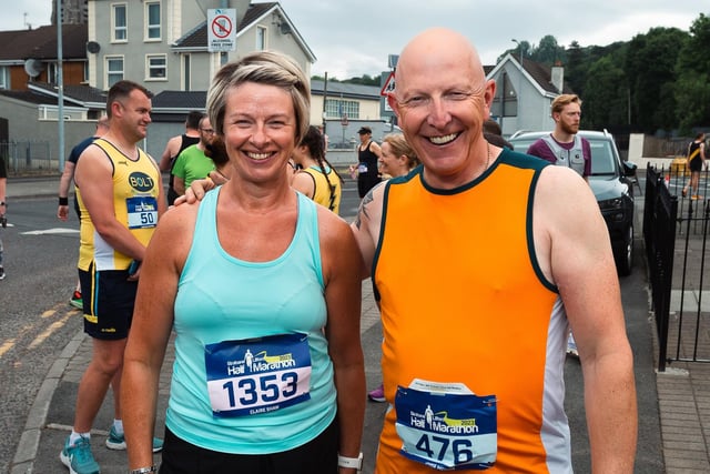 Claire Shaw and Chris McIvor are all smiles ahead of the Strabane Lifford Half Marathon. (Photo: Karol McGonigle)