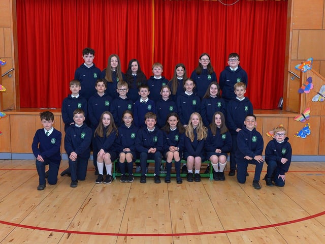 Mrs Crumley’s P7 leavers class at St Patrick’s Primary School. Photo: George Sweeney. DER2321GS – 82