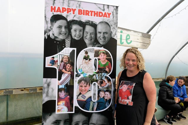 Geraldine Mullan pictured at the Mullan Hope Centre, Moville,  on Sunday morning ahead of the Tomás memorial 5k fun walk / run on what would have been her sons 18th birthday. Proceeds from the event were donated to Children in Crossfire.  Photo: George Sweeney
