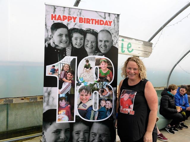 Geraldine Mullan pictured at the Mullan Hope Centre, Moville, on Sunday morning ahead of the Tomás memorial 5k fun walk / run on what would have been her sons 18th birthday. Proceeds from the event were donated to Children in Crossfire. Photo: George Sweeney