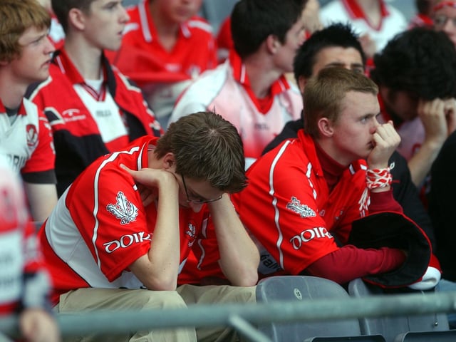Fans cant hide their dissapointment at the final whistle at Croke park. (3108A37)