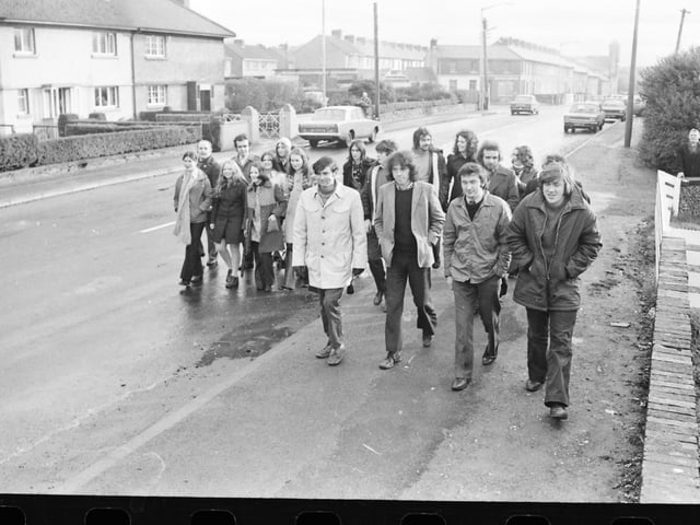 The Derry Development Commission Sports Club sets off on a sponsored walk from Pennyburn to Buncrana.