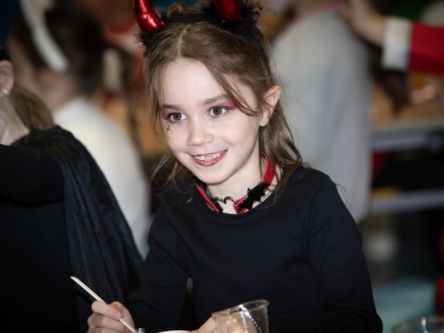 P3 pupil Anna pictured in full costume on Friday at Greenhaw PS. : .
