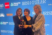 Curator Sara Greavu with film-makers Anne Crilly and Margo Harkin, picking up their Irish Tatler, Women of the Year Arts Award, for their ‘We Came to Believe’ exhibition at IMMA. Missing from picture is curator Ciara Phillips.