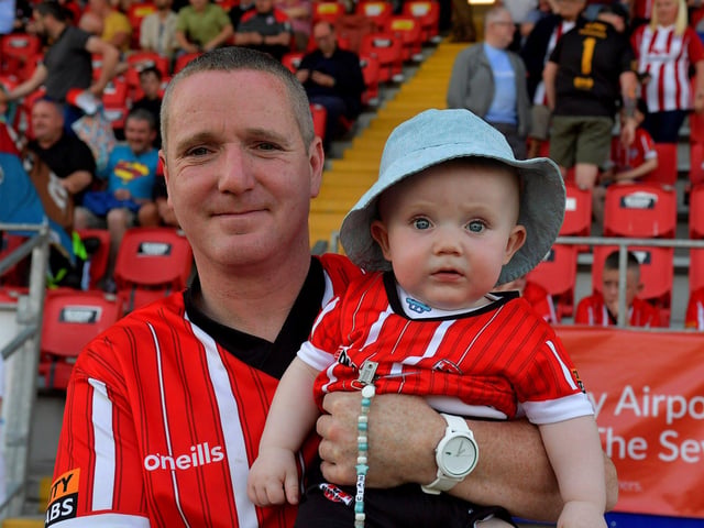 Fans in the Ryan McBride Brandywell Stadium for the Derry City versus Bohemian game on Friday evening. Photo: George Sweeney. DER2322GS – 141