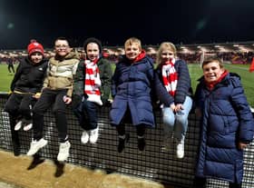Derry City fans at the Ryan McBride Brandywell Stadium for the game against Dundalk on Friday evening last. Photo: George Sweeney. DER2310GS – 058
