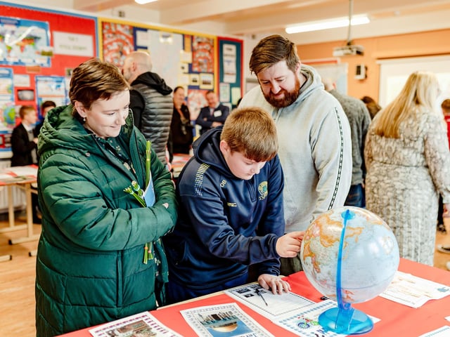 Checking out the Geography Department at the St Columb's College Open Day.