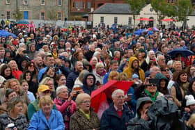 Some of the large attendance at Ebrington Square for Phil Coulter’s  live performance of his iconic hit ‘The Town I Loved So Well' on Saturday afternoon last. Photo: George Sweeney.  DER2240GS – 13