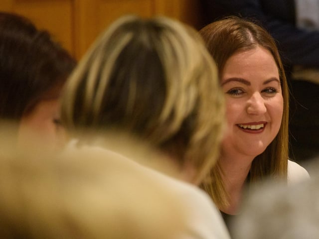 The Mayor Councillor Sandra Duffy welcomed the members of Colmcille Ladies Choir to a reception in the Guildhall as they mark their 50th Anniversary. Picture Martin McKeown. 20.01.23:.