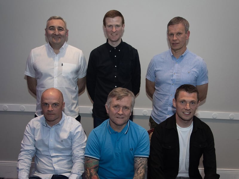 St. Joseph's Boys School staff at Friday night's retirement function in the Everglades Hotel. Front from left, Kevin Thompson, Gerry McBride and Emmett McGinty. Back from left Gerry Beattie, Cathal Hegarty and Pat Hribar.