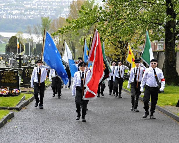 The IRSP held their annual Easter Commemoration at the IRSM Monument in the City Cemetery on Saturday.  Photo: George Sweeney