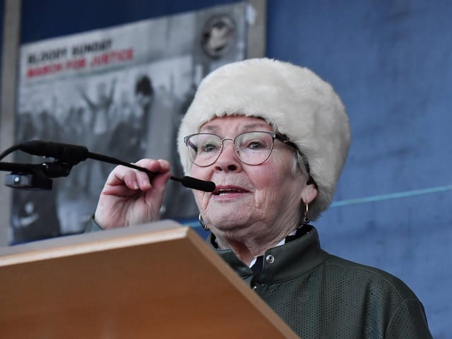 Kate Nash speaking at the Bloody Sunday March for Justice rally. Photo: George Sweeney
