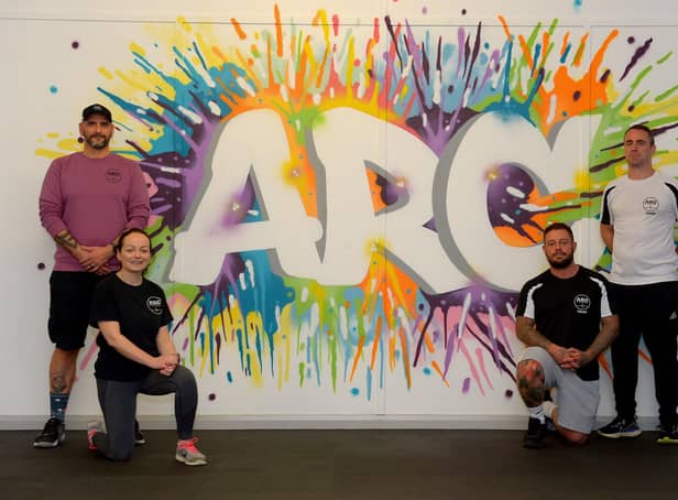 Gary Rutherford, Maggs Campbell, Lee Cury and Kevin McGown from the ARC Fitness Gym, Bay Road. DER2141GS – 024 