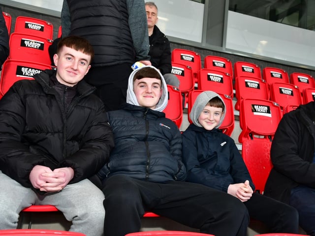 These three City fans are patiently awaiting kick-off at Brandywell.
