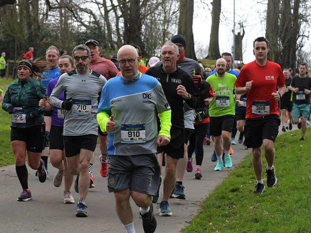 Competitors make their way around St Columb’s Park on Saturday morning. Photo: George Sweeney