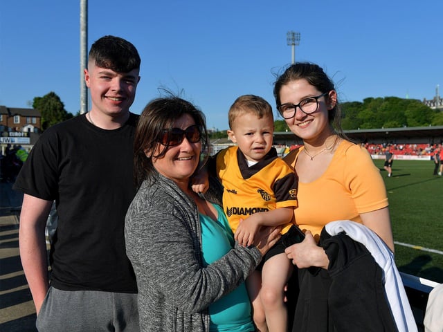 Relatives of Derry City’s Ciaran Coll, including his young son Keegan, were at the game against Shelbourne on Friday night. Photo: George Sweeney. DER2321GS - 66