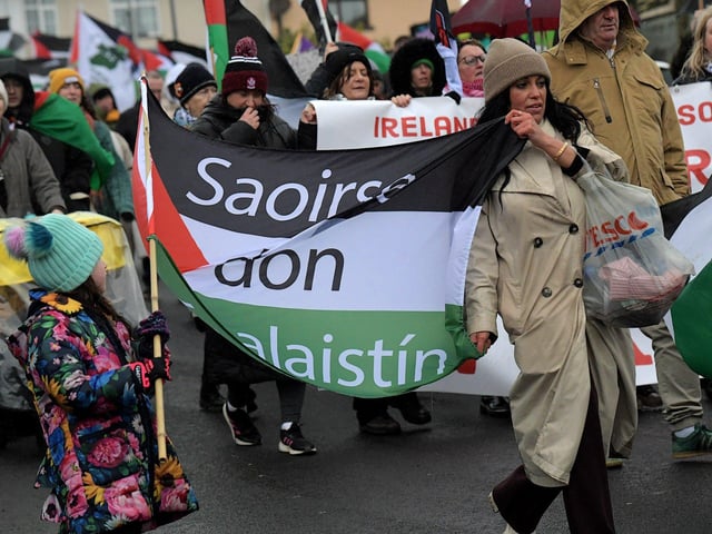 Marchers at the Bloody Sunday 52nd commemoration on Sunday afternoon. Photo: George Sweeney