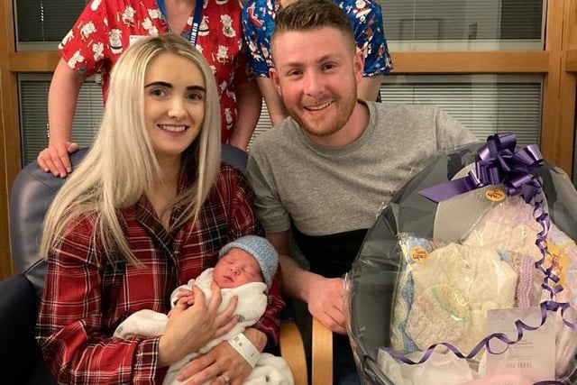 Charlene and James McGale from Omagh with baby boy Alfie James McGale. Alfie was born at SWAH at 12.22am on 01-01-23.