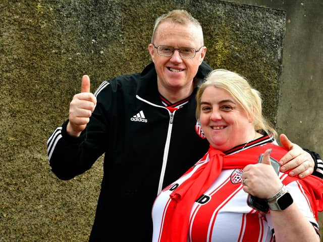 Derry City fans enjoying the pre-match atmosphere at find Insurance Celtic Park on Monday. (Photo: Tom Heaney)
