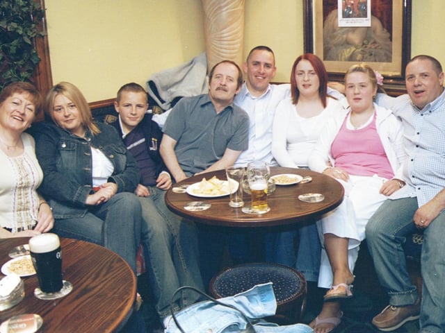 L/R:- Mary McCourt, Caroline McCourt, Ciaran Campbell, Tony McCourt, Leroy McCourt, Ann Marie McCourt, Aisling McCourt and Patrick McCourt. 290503HG