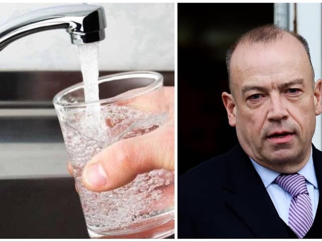Water tap file picture, and PressEye picture of Chris Heaton-Harris ahead of talks with the five main parties this week.